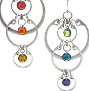 Cascading Rainbow Earrings by Wraptillion, from the Industrial Rainbows collection