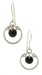 Small Circle Earrings by Wraptillion, in black, from the Industrial Glass collection