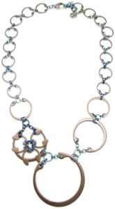 Rose Window Necklace by Wraptillion (Heat Patina Collection)