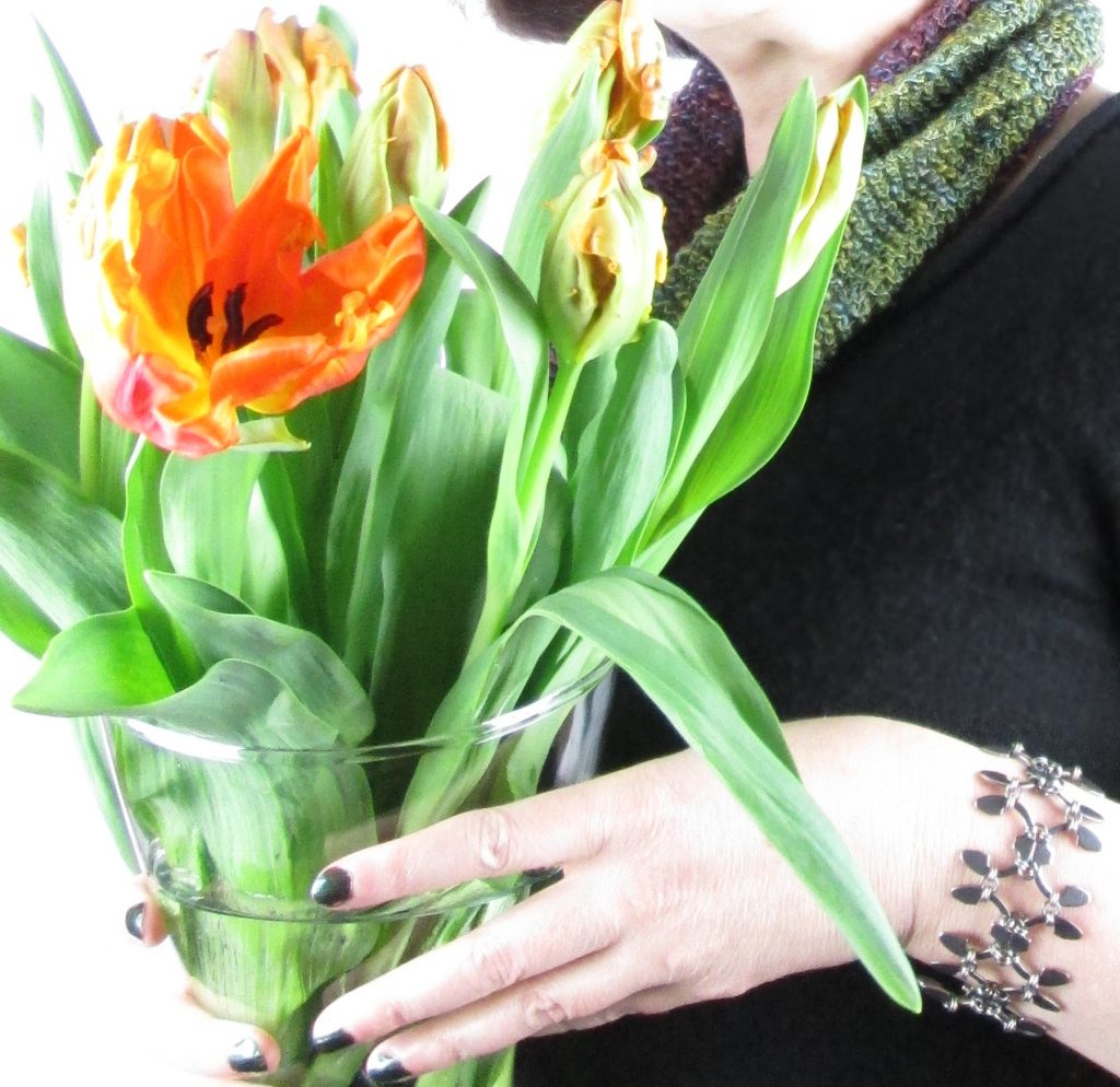 trellis bracelet by wraptillion (and the first orange tulips of the season!)