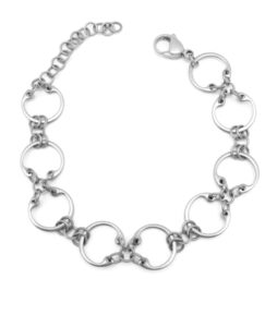 Baseline CXC Bracelet by Wraptillion (silver-tone modern linked circles bracelet)