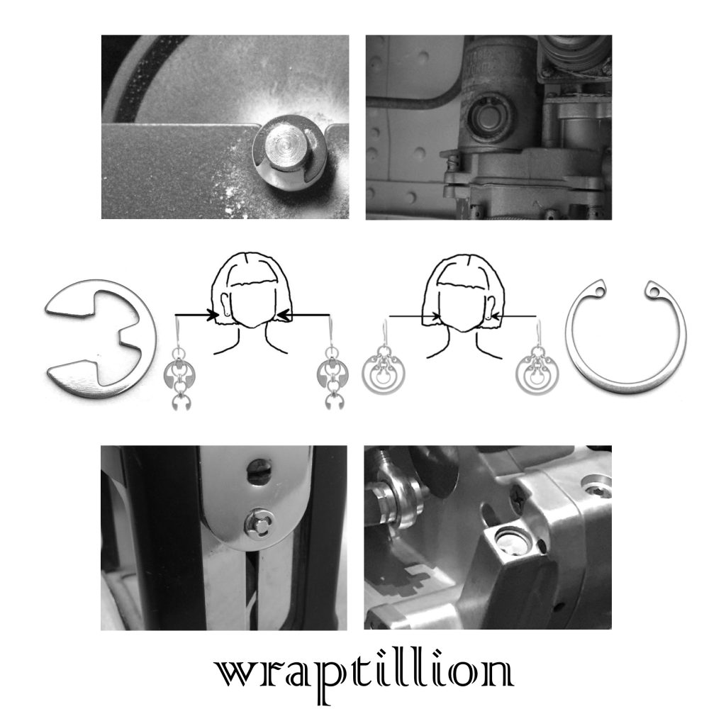 photos showing engineering components in use, combined with diagrams showing the same hardware in Wraptillion jewelry